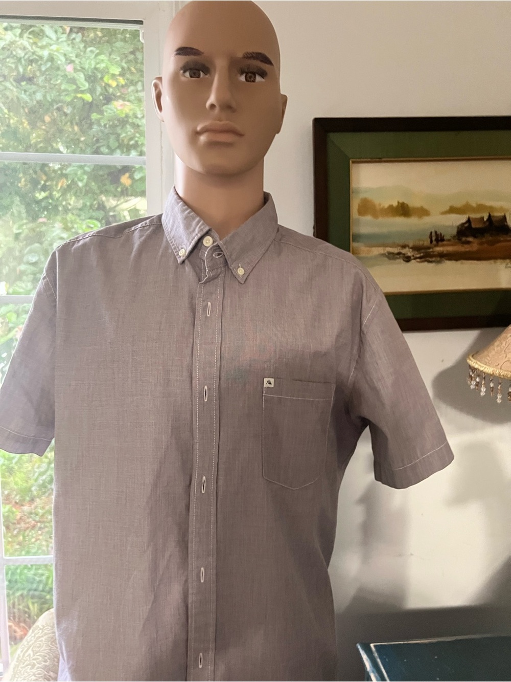 Quiksilver Men's Short-Sleeve Button-Down Shirt in Light Gray